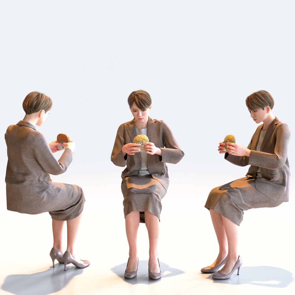 ビジネス女性 5ポーズセット 2 - B1-F2K【3D人物モデル/人間3Dモデル】