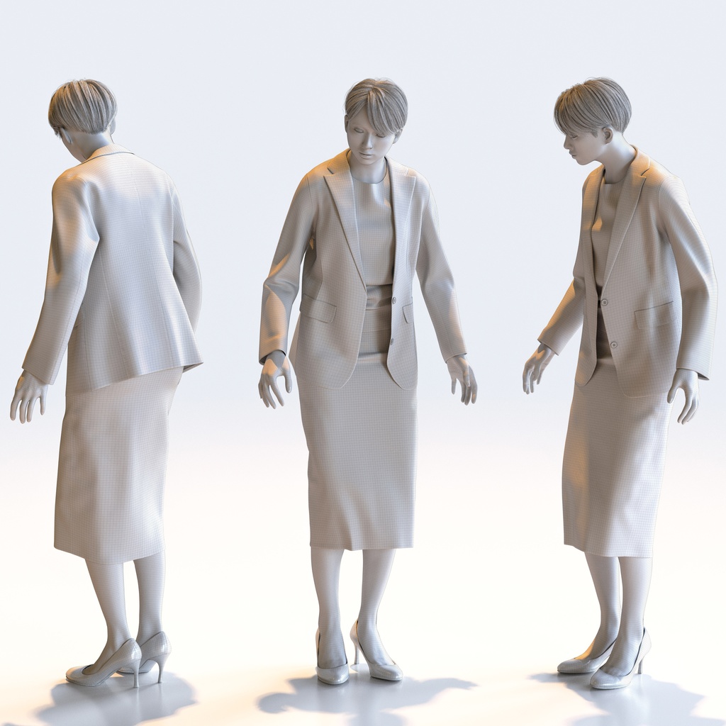 ビジネス女性 5ポーズセット 2 - B1-F2K【3D人物モデル/人間3Dモデル】