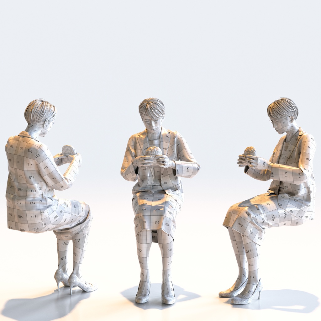 ビジネス女性 5ポーズセット 2 - B1-F2K【3D人物モデル/人間3Dモデル】