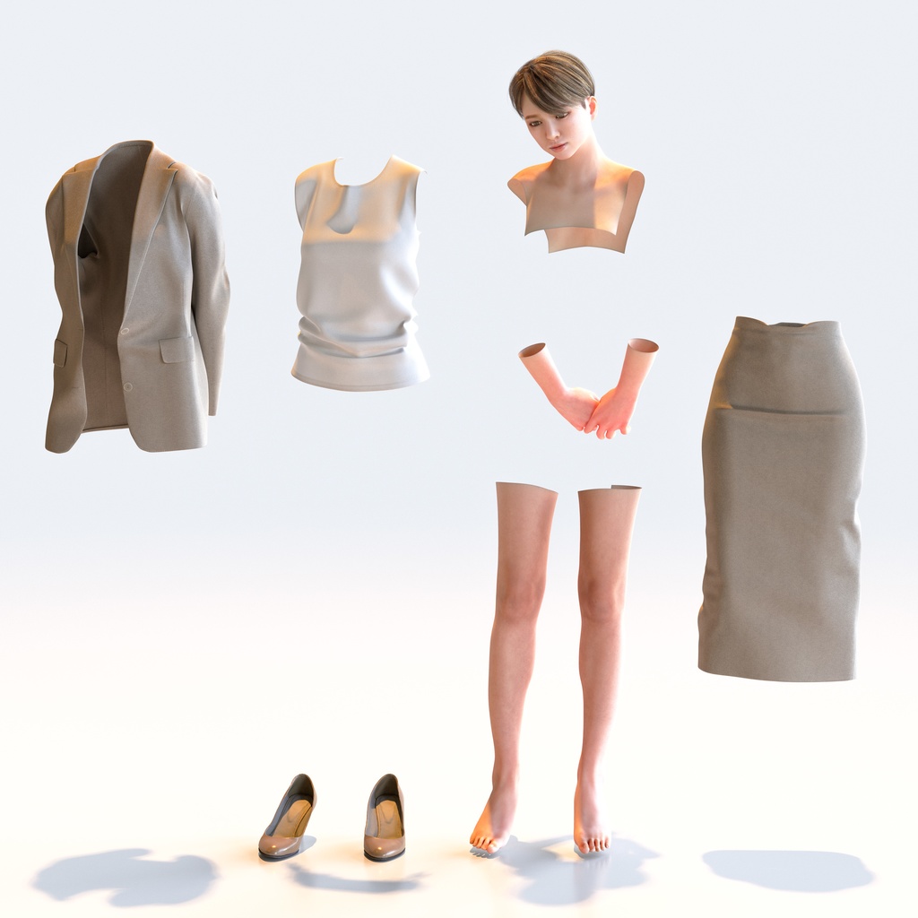 ビジネス女性 5ポーズセット 2 - B1-F2K【3D人物モデル/人間3Dモデル】