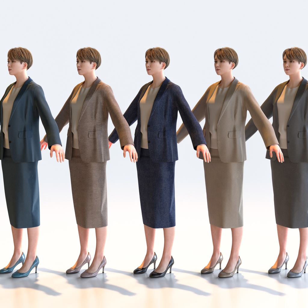 ビジネス女性 Aポーズ 2 - B1-F2K A【3D人物モデル/人間3Dモデル】