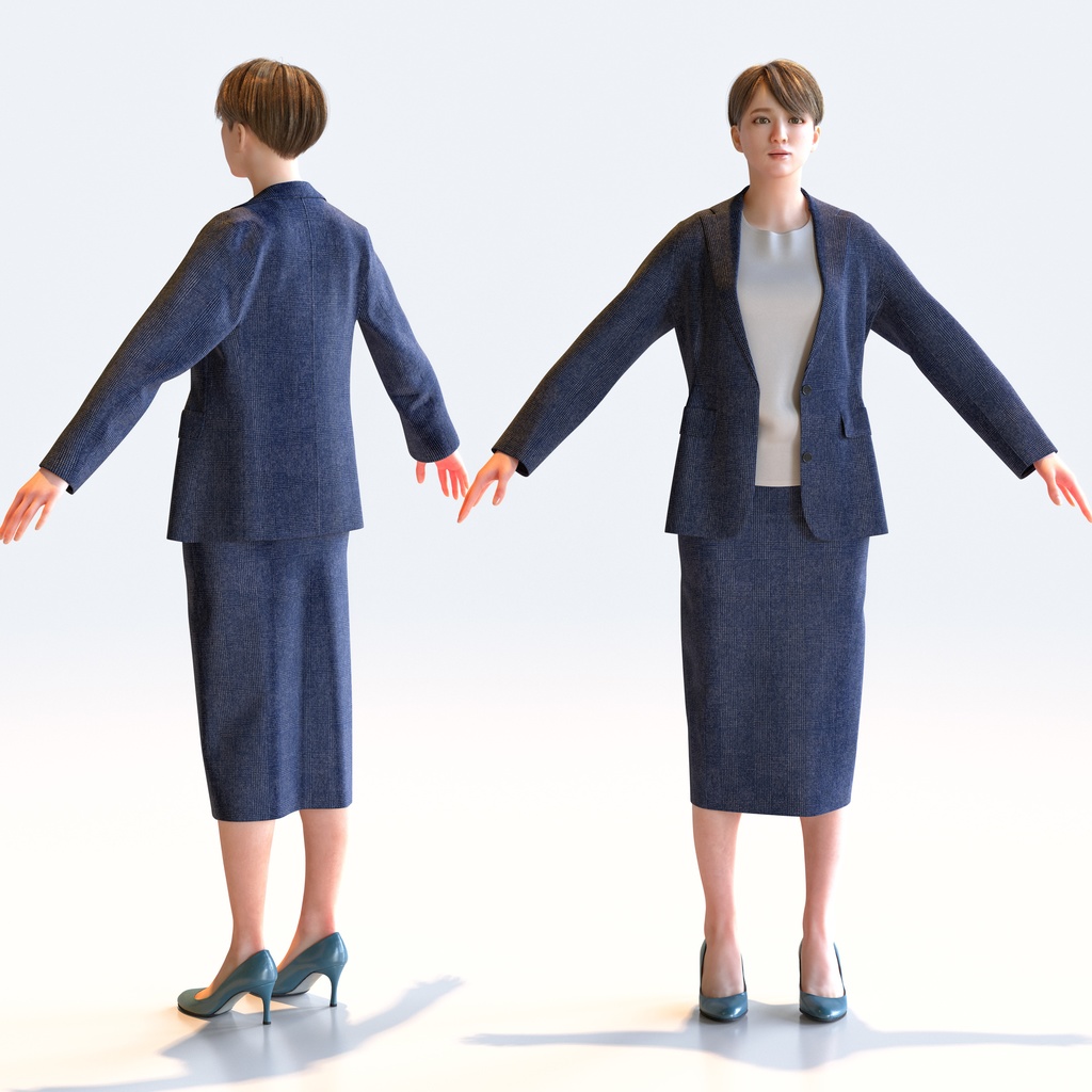 ビジネス女性 Aポーズ 2 - B1-F2K A【3D人物モデル/人間3Dモデル】