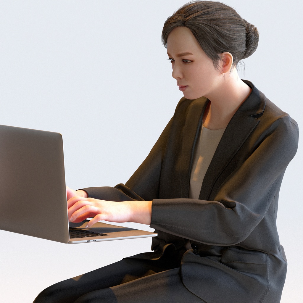 ビジネス女性 5ポーズセット 3 - B1-F3T【3D人物モデル/人間3Dモデル】