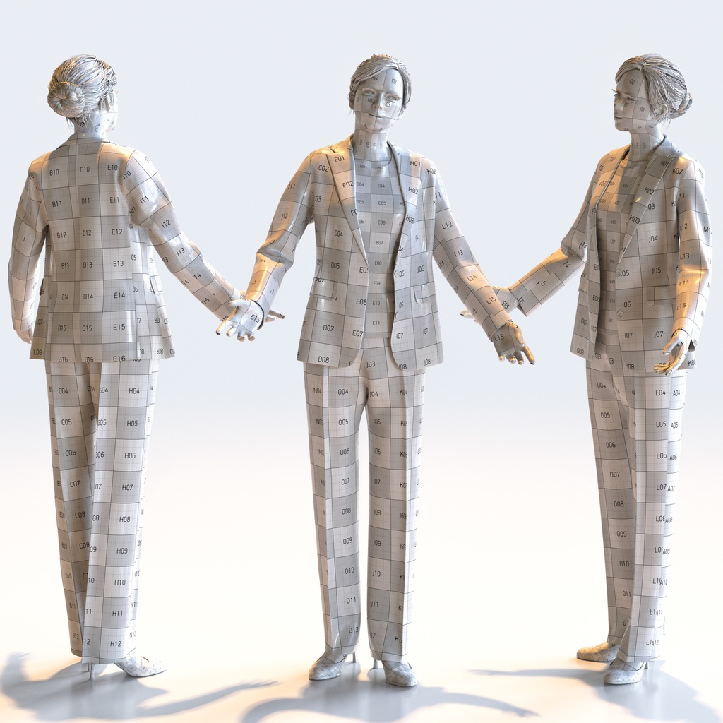 ビジネス女性 5ポーズセット 3 - B1-F3T【3D人物モデル/人間3Dモデル】