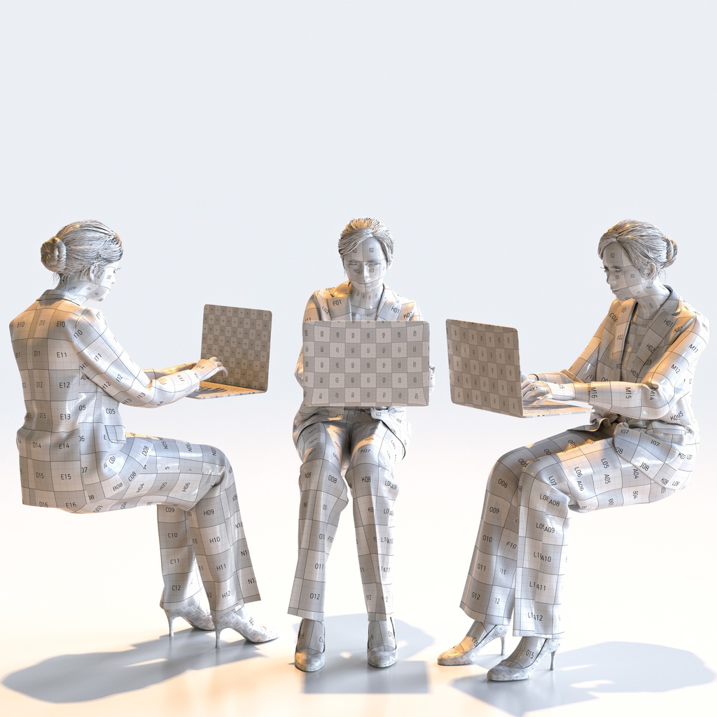 ビジネス女性 5ポーズセット 3 - B1-F3T【3D人物モデル/人間3Dモデル】