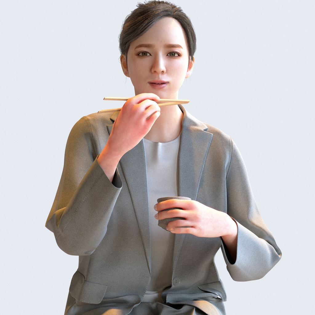 ビジネス女性 5ポーズセット 3 - B1-F3T【3D人物モデル/人間3Dモデル】