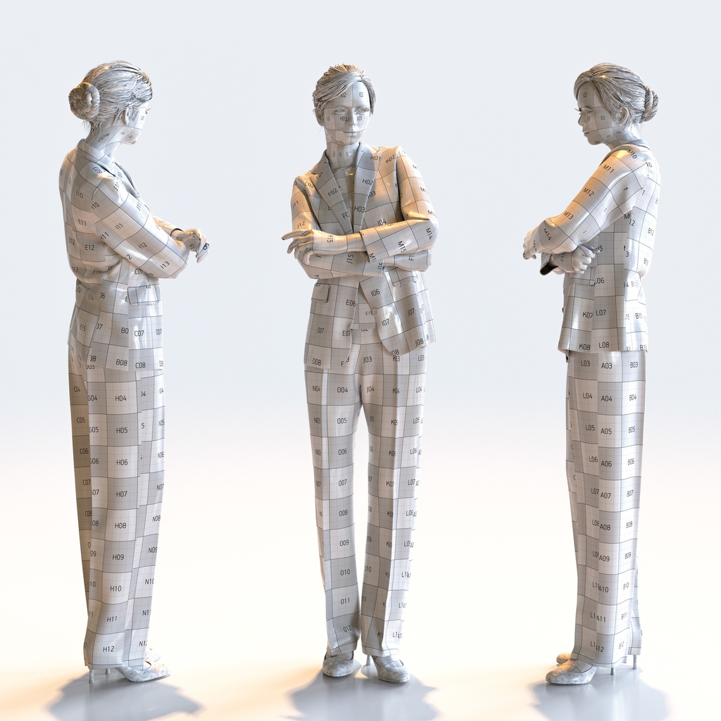 ビジネス女性 5ポーズセット 3 - B1-F3T【3D人物モデル/人間3Dモデル】