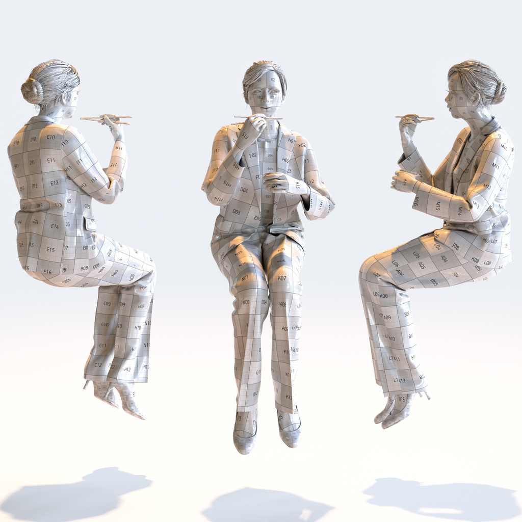 ビジネス女性 5ポーズセット 3 - B1-F3T【3D人物モデル/人間3Dモデル】