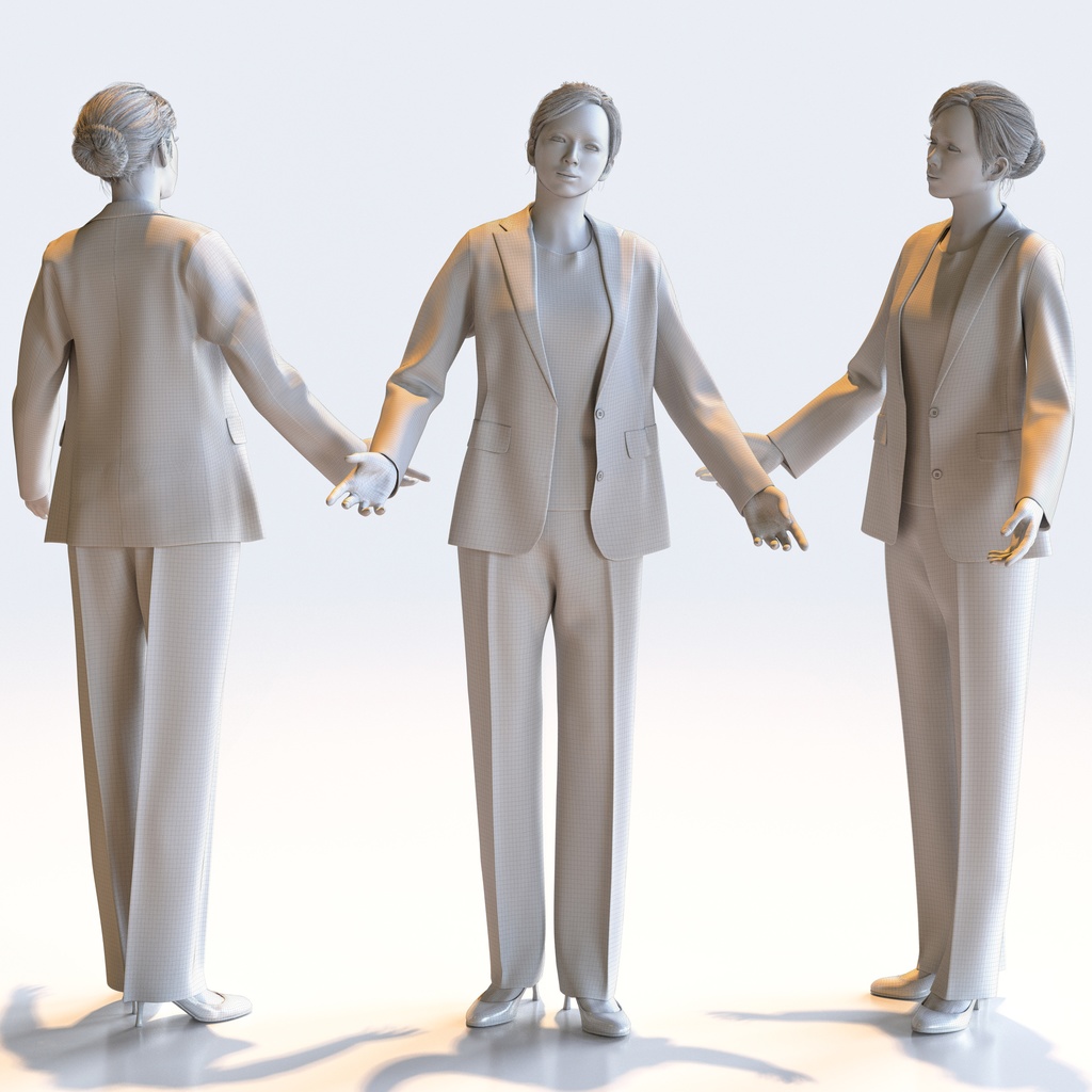 ビジネス女性 5ポーズセット 3 - B1-F3T【3D人物モデル/人間3Dモデル】