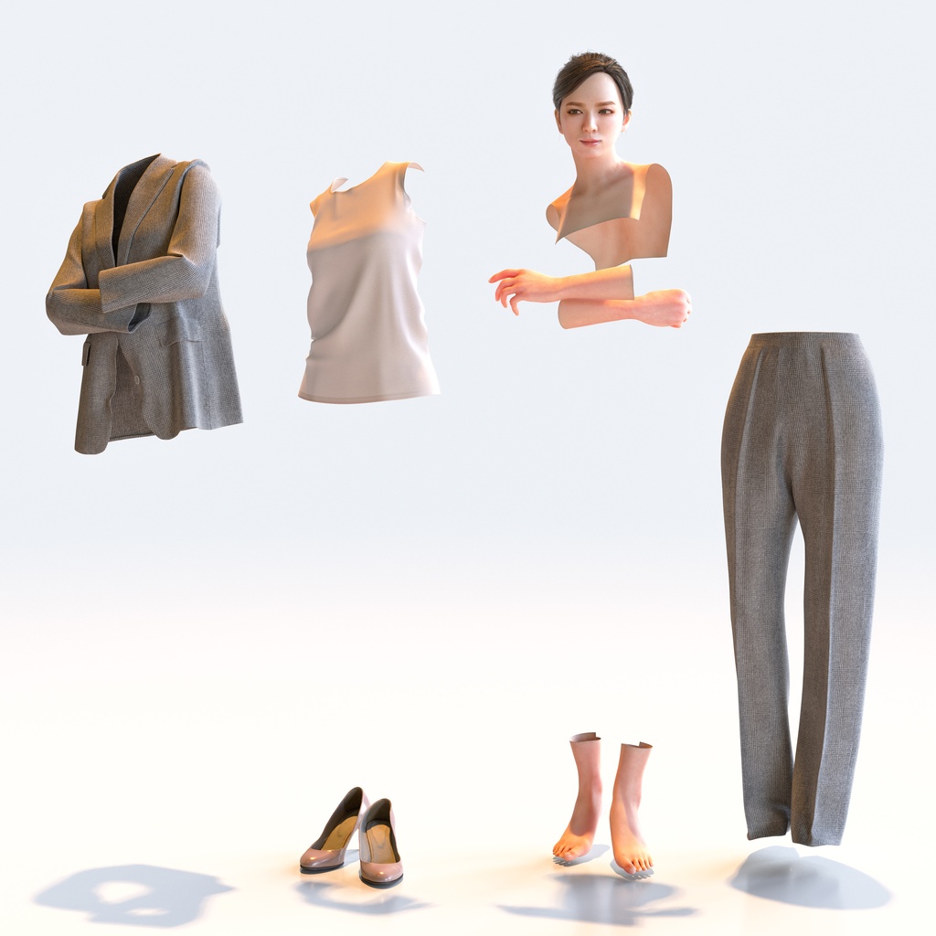 ビジネス女性 5ポーズセット 3 - B1-F3T【3D人物モデル/人間3Dモデル】