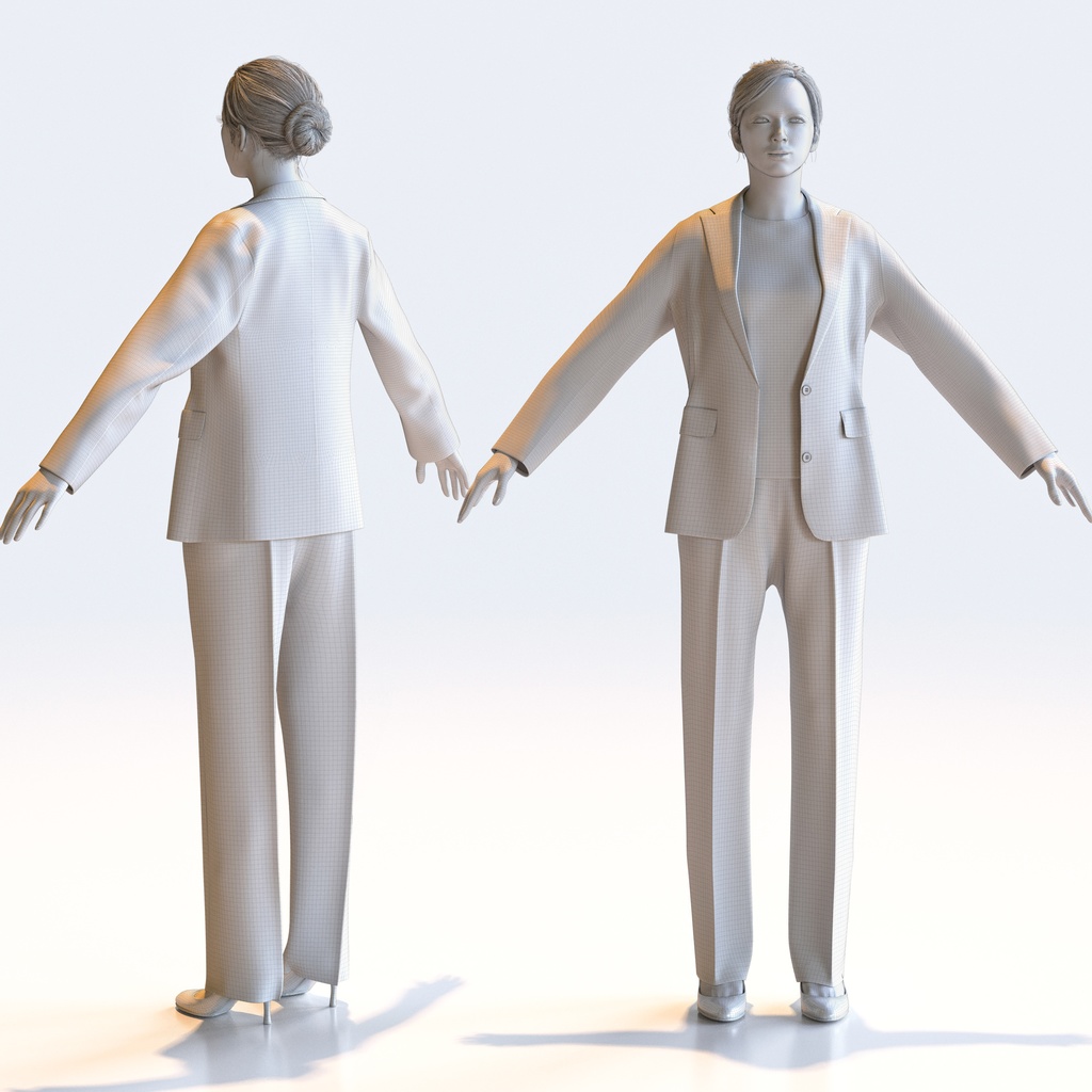 ビジネス女性 Aポーズ 3 - B1-F3T A【3D人物モデル/人間3Dモデル】