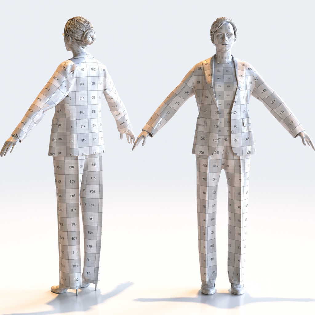 ビジネス女性 Aポーズ 3 - B1-F3T A【3D人物モデル/人間3Dモデル】