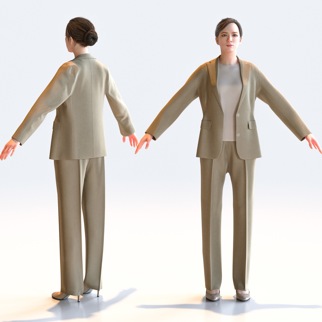 ビジネス女性 Aポーズ 3 - B1-F3T A【3D人物モデル/人間3Dモデル】