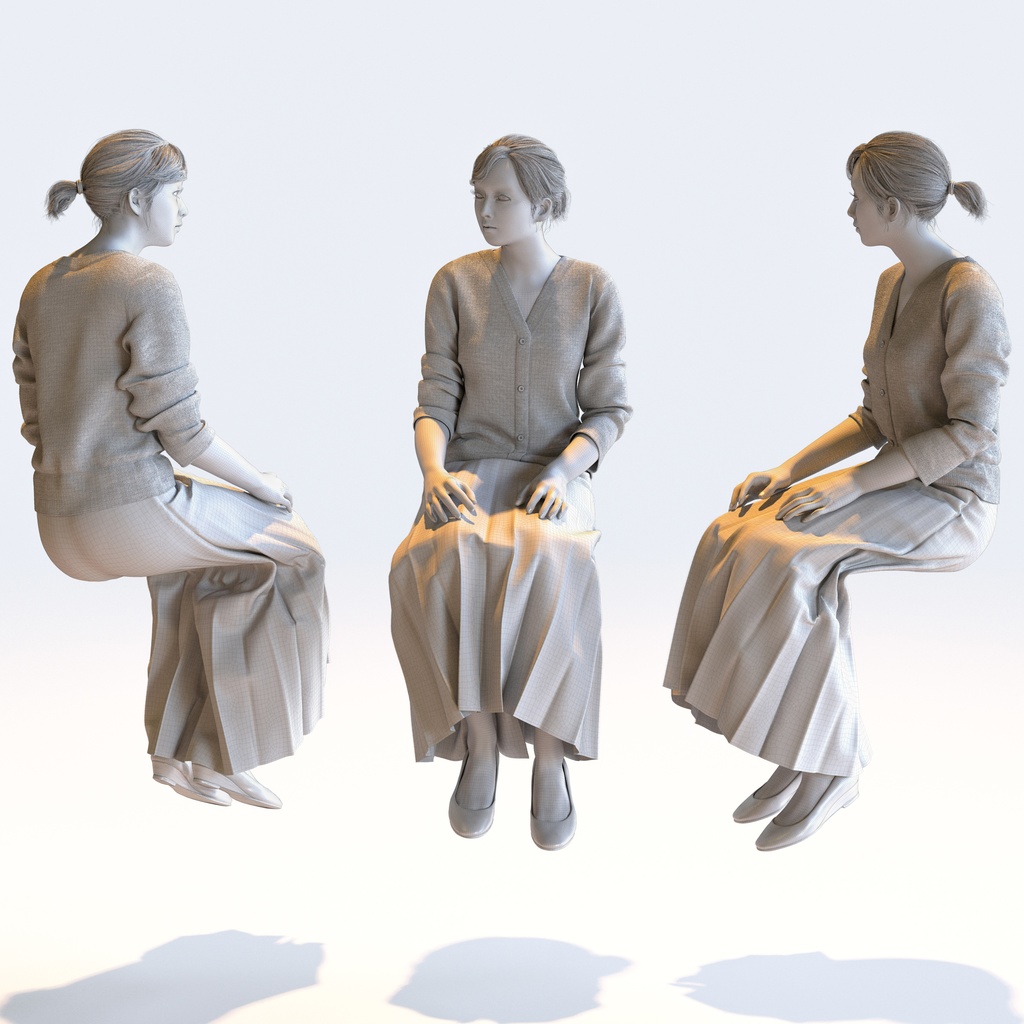 ビジネス女性 5ポーズセット 4 - B1-F4H【3D人物モデル/人間3Dモデル】