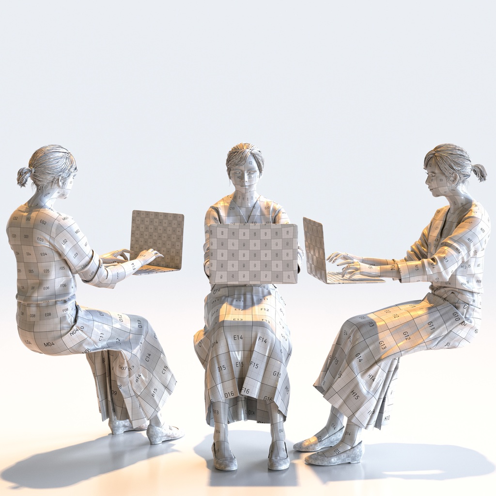 ビジネス女性 5ポーズセット 4 - B1-F4H【3D人物モデル/人間3Dモデル】