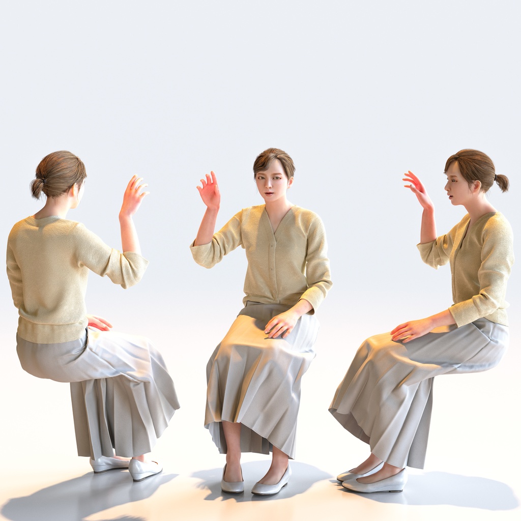 ビジネス女性 5ポーズセット 4 - B1-F4H【3D人物モデル/人間3Dモデル】