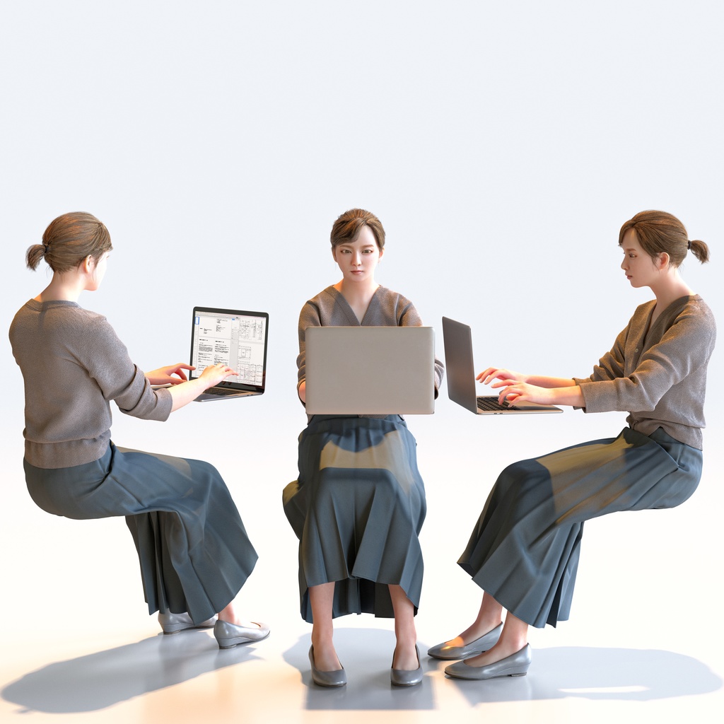 ビジネス女性 5ポーズセット 4 - B1-F4H【3D人物モデル/人間3Dモデル】