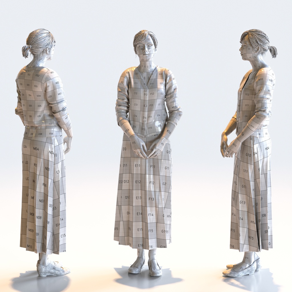 ビジネス女性 5ポーズセット 4 - B1-F4H【3D人物モデル/人間3Dモデル】