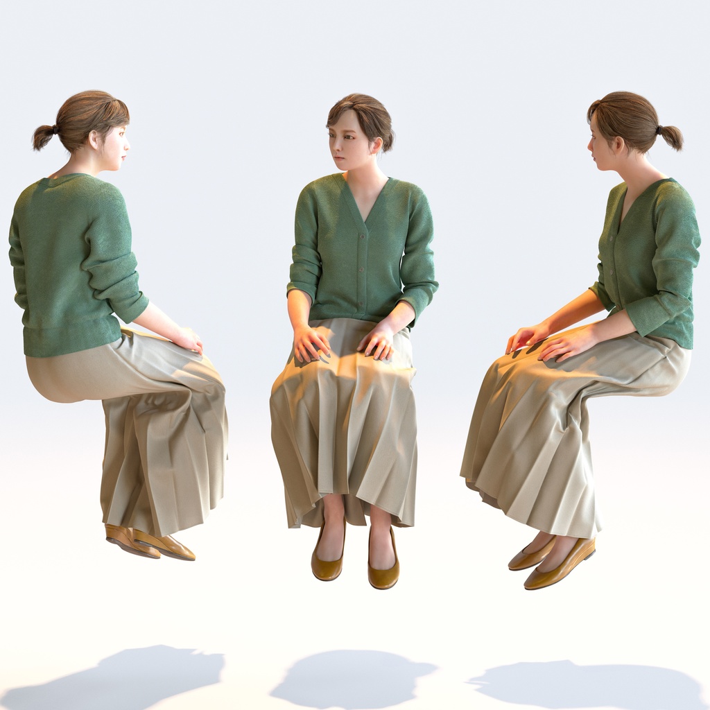 ビジネス女性 5ポーズセット 4 - B1-F4H【3D人物モデル/人間3Dモデル】