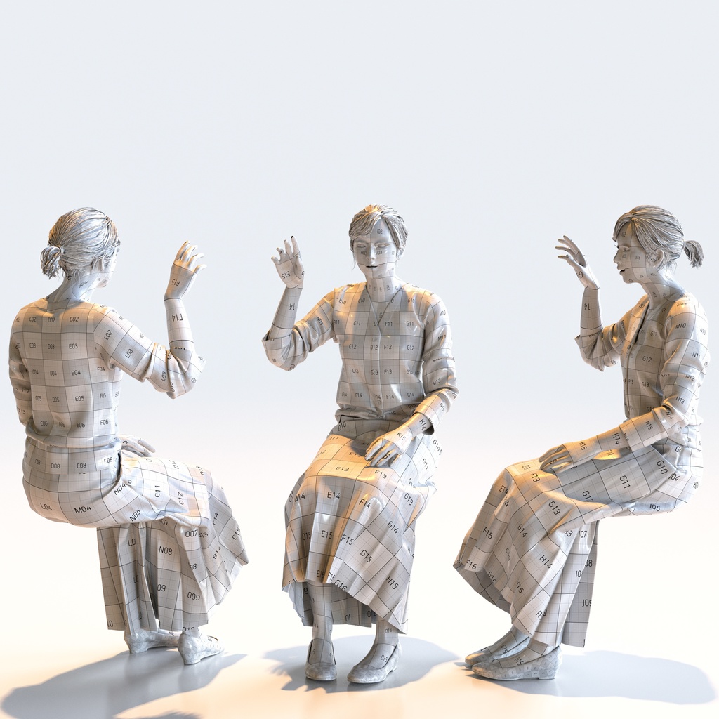 ビジネス女性 5ポーズセット 4 - B1-F4H【3D人物モデル/人間3Dモデル】