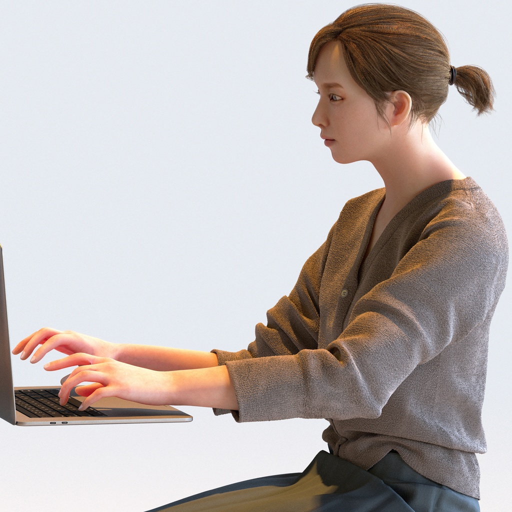 ビジネス女性 5ポーズセット 4 - B1-F4H【3D人物モデル/人間3Dモデル】