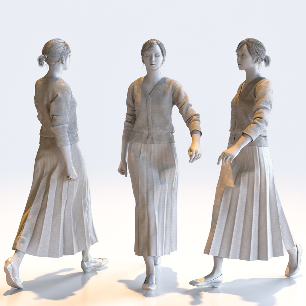 ビジネス女性 5ポーズセット 4 - B1-F4H【3D人物モデル/人間3Dモデル】