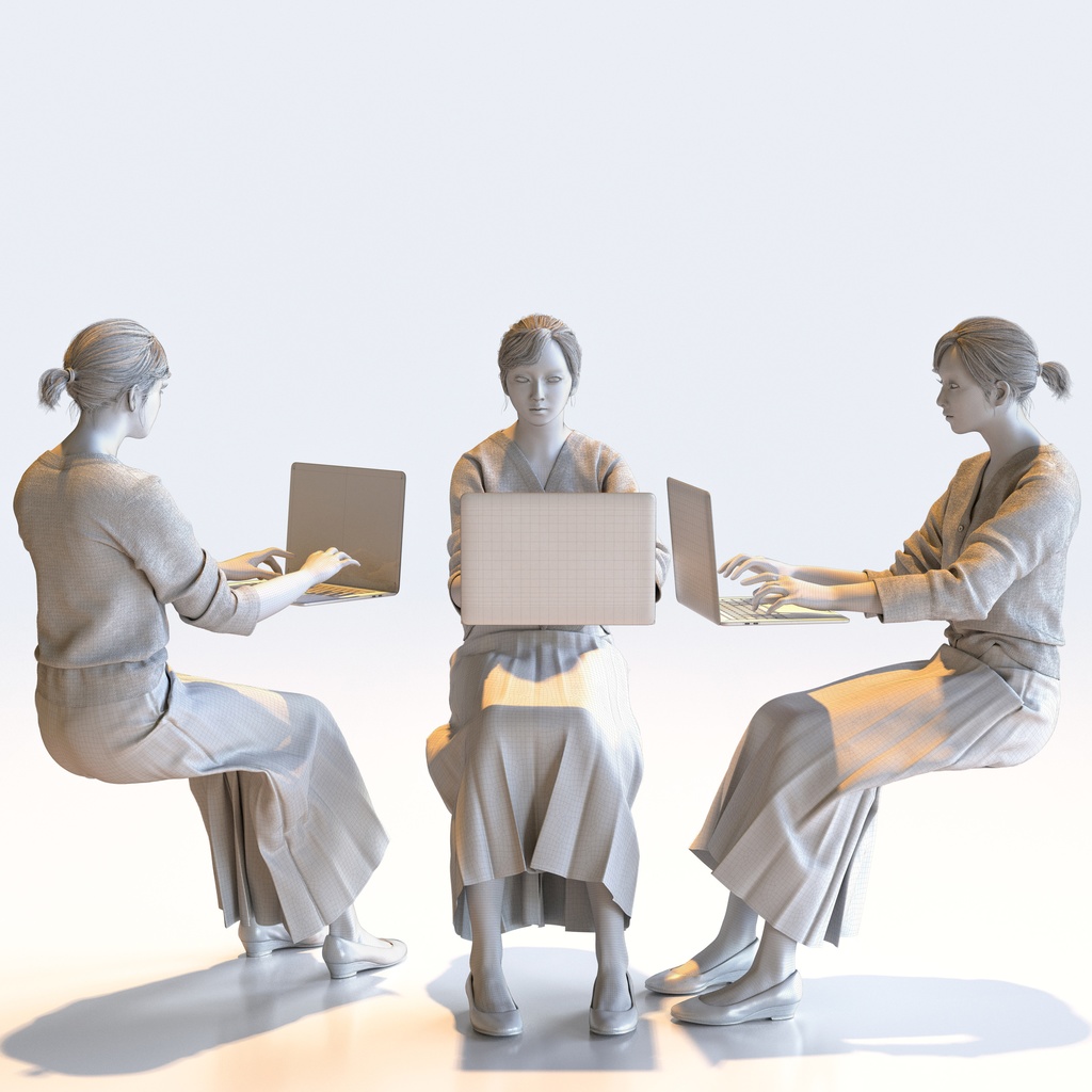 ビジネス女性 5ポーズセット 4 - B1-F4H【3D人物モデル/人間3Dモデル】