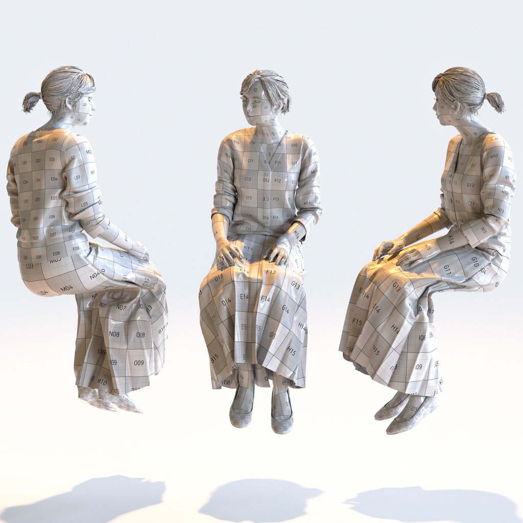 ビジネス女性 5ポーズセット 4 - B1-F4H【3D人物モデル/人間3Dモデル】