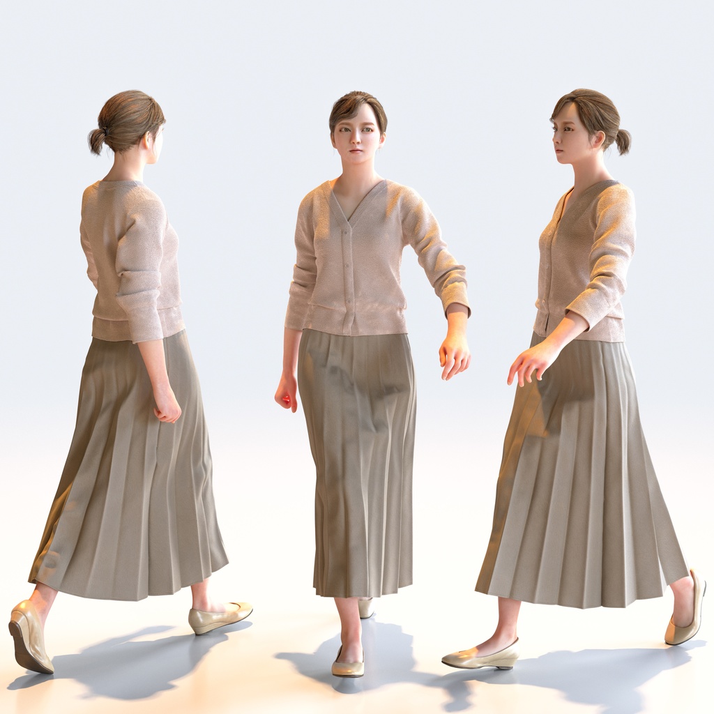 ビジネス女性 5ポーズセット 4 - B1-F4H【3D人物モデル/人間3Dモデル】