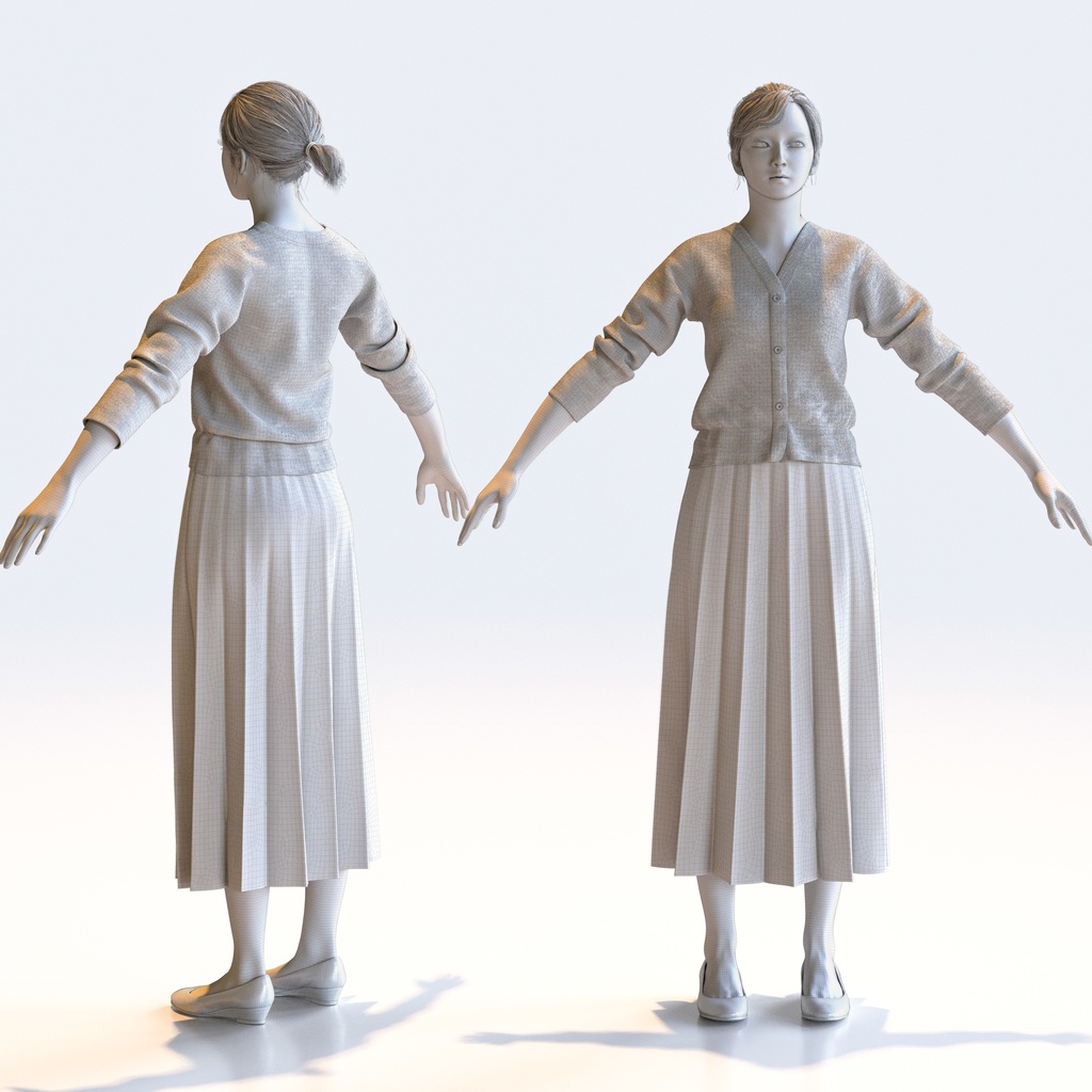 ビジネス女性 Aポーズ 4 - B1-F4H A【3D人物モデル/人間3Dモデル】