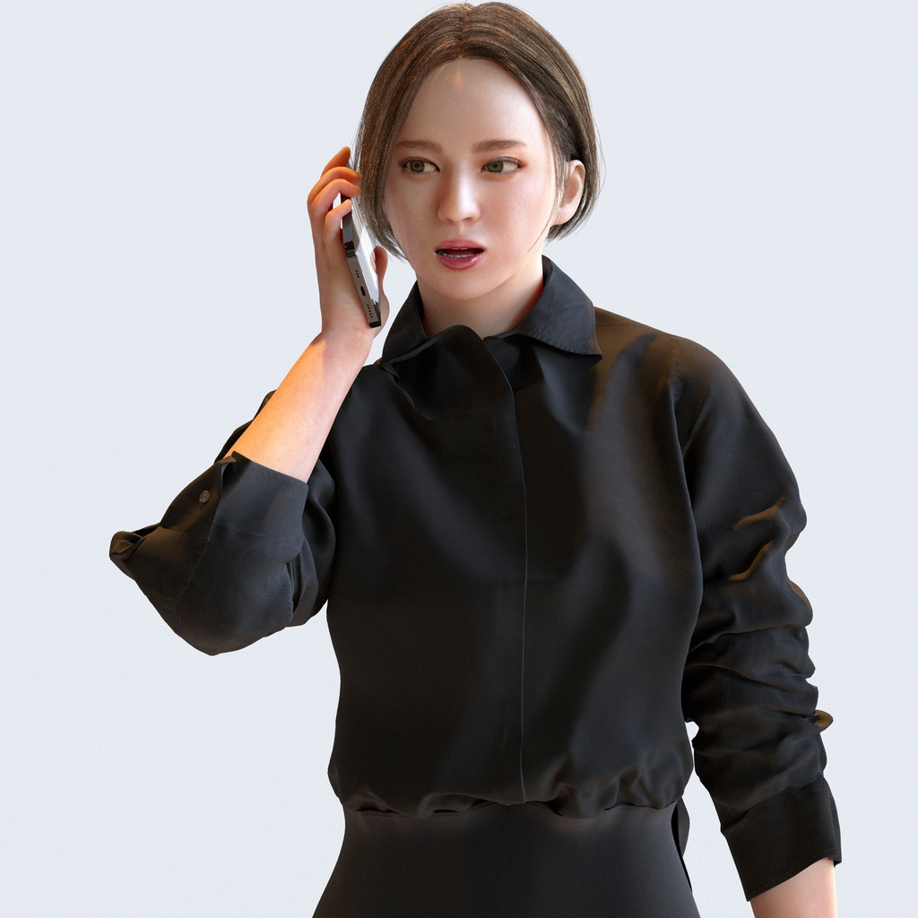 ビジネス女性 5ポーズセット 5 - B1-F5F【3D人物モデル/人間3Dモデル】