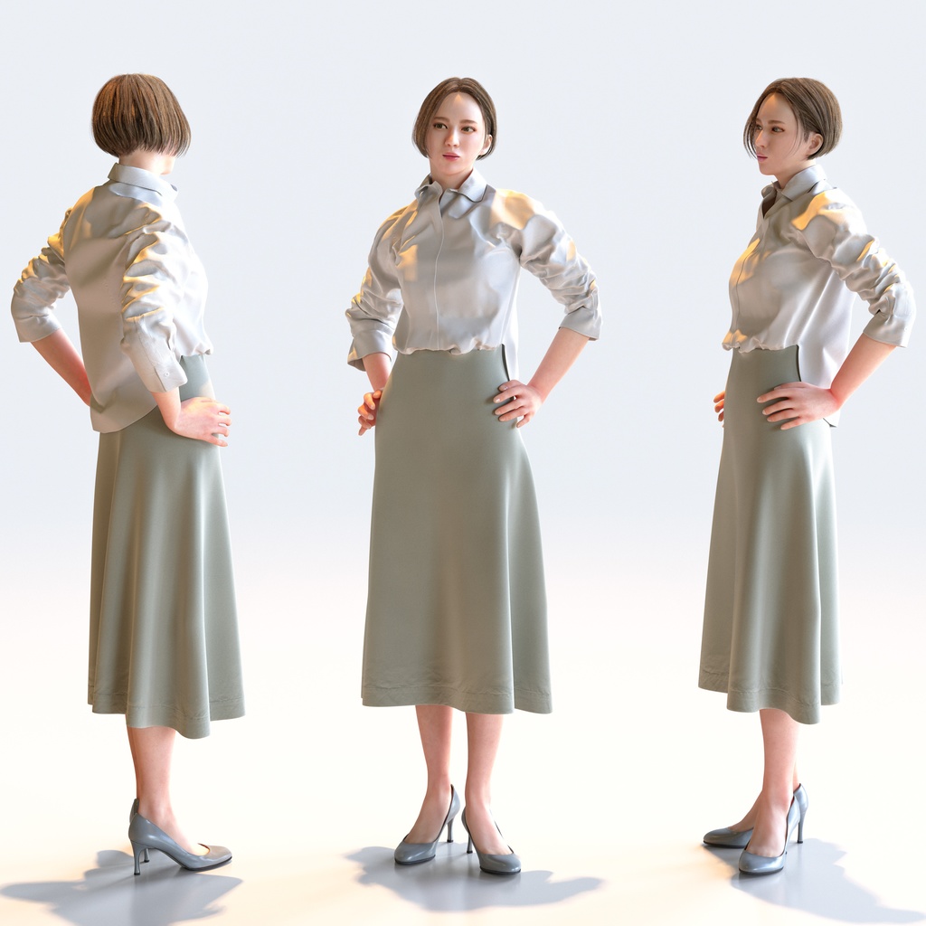 ビジネス女性 5ポーズセット 5 - B1-F5F【3D人物モデル/人間3Dモデル】