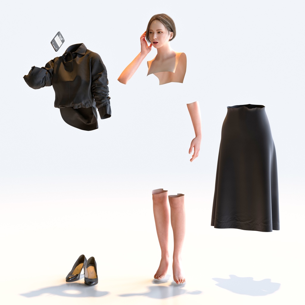 ビジネス女性 5ポーズセット 5 - B1-F5F【3D人物モデル/人間3Dモデル】