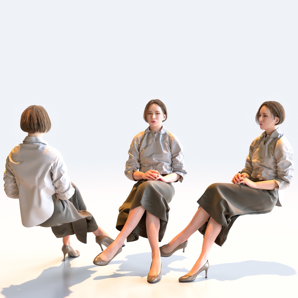 ビジネス女性 5ポーズセット 5 - B1-F5F【3D人物モデル/人間3Dモデル】