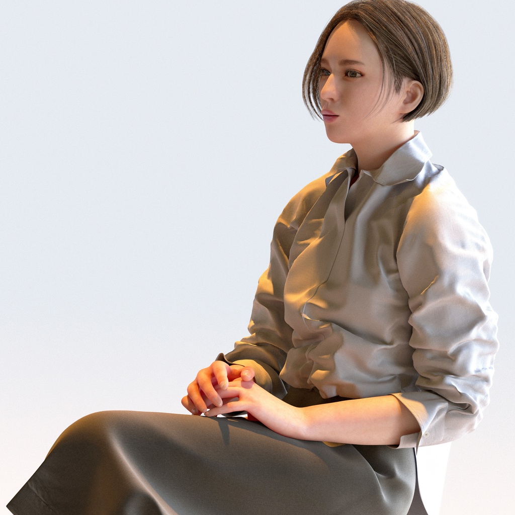 ビジネス女性 5ポーズセット 5 - B1-F5F【3D人物モデル/人間3Dモデル】