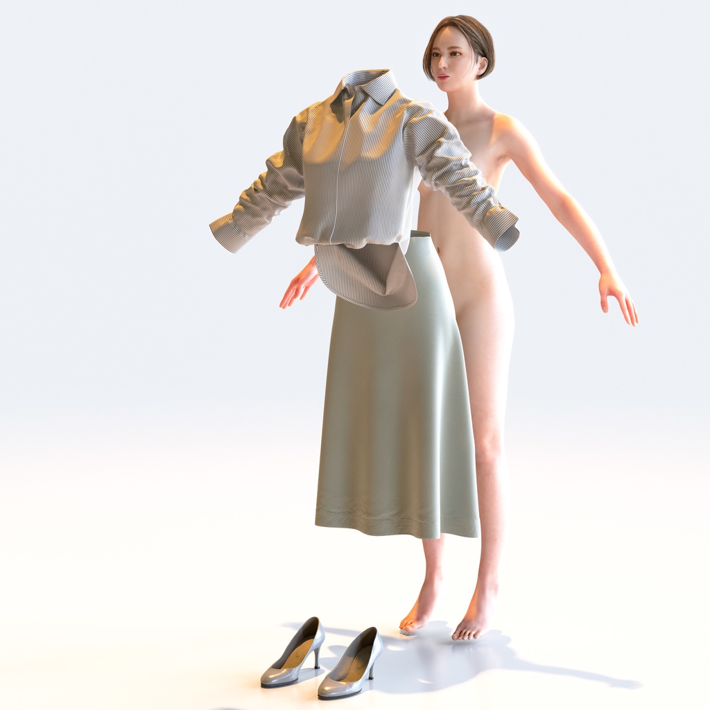 ビジネス女性 Aポーズ 5 - B1-F5F A【3D人物モデル/人間3Dモデル】