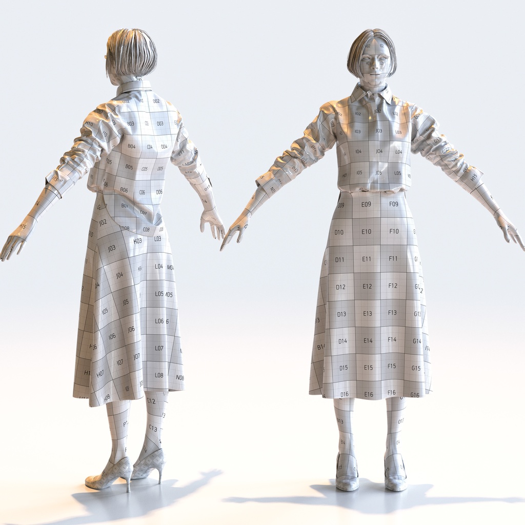 ビジネス女性 Aポーズ 5 - B1-F5F A【3D人物モデル/人間3Dモデル】