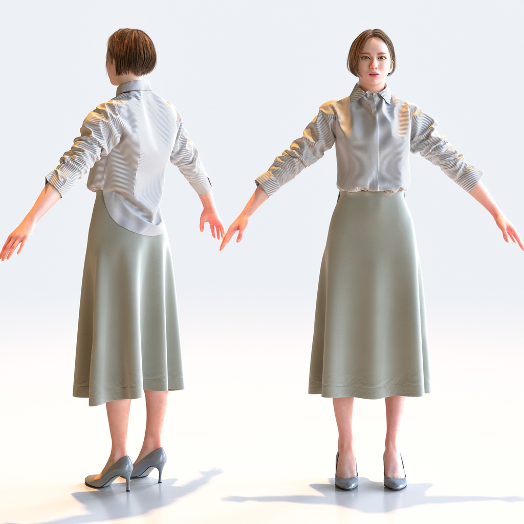 ビジネス女性 Aポーズ 5 - B1-F5F A【3D人物モデル/人間3Dモデル】