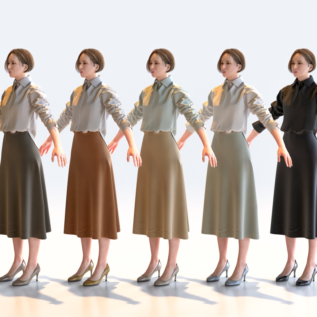 ビジネス女性 Aポーズ 5 - B1-F5F A【3D人物モデル/人間3Dモデル】