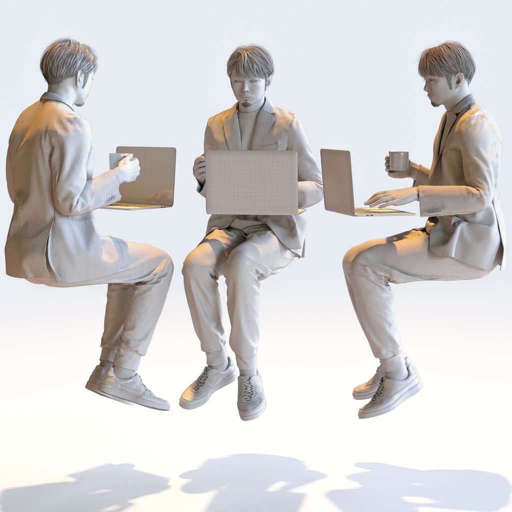 カジュアル男性 5ポーズセット1 - C1-M1S【3D人物モデル/人間3Dモデル】