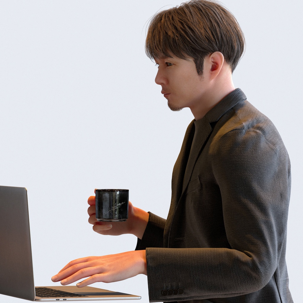 カジュアル男性 5ポーズセット1 - C1-M1S【3D人物モデル/人間3Dモデル】