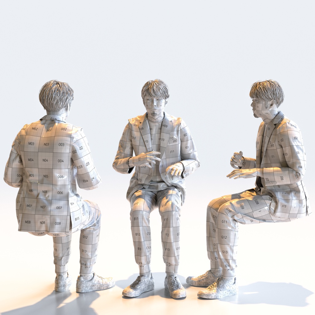 カジュアル男性 5ポーズセット1 - C1-M1S【3D人物モデル/人間3Dモデル】