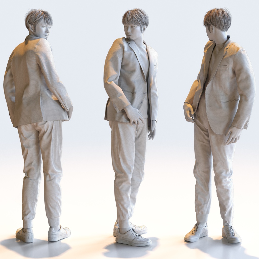 カジュアル男性 5ポーズセット1 - C1-M1S【3D人物モデル/人間3Dモデル】