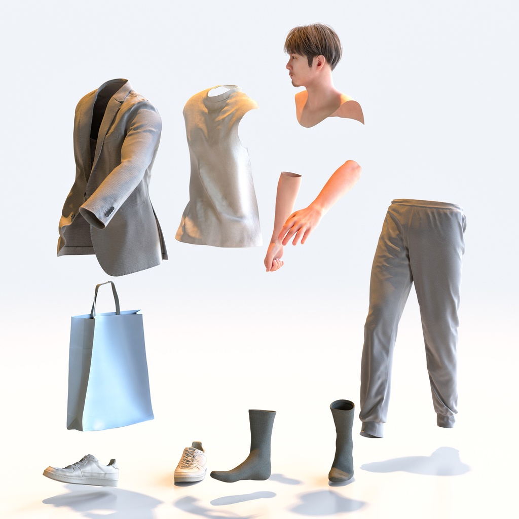 カジュアル男性 5ポーズセット1 - C1-M1S【3D人物モデル/人間3Dモデル】