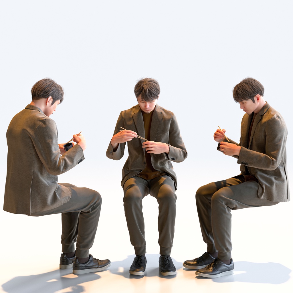 カジュアル男性 5ポーズセット1 - C1-M1S【3D人物モデル/人間3Dモデル】