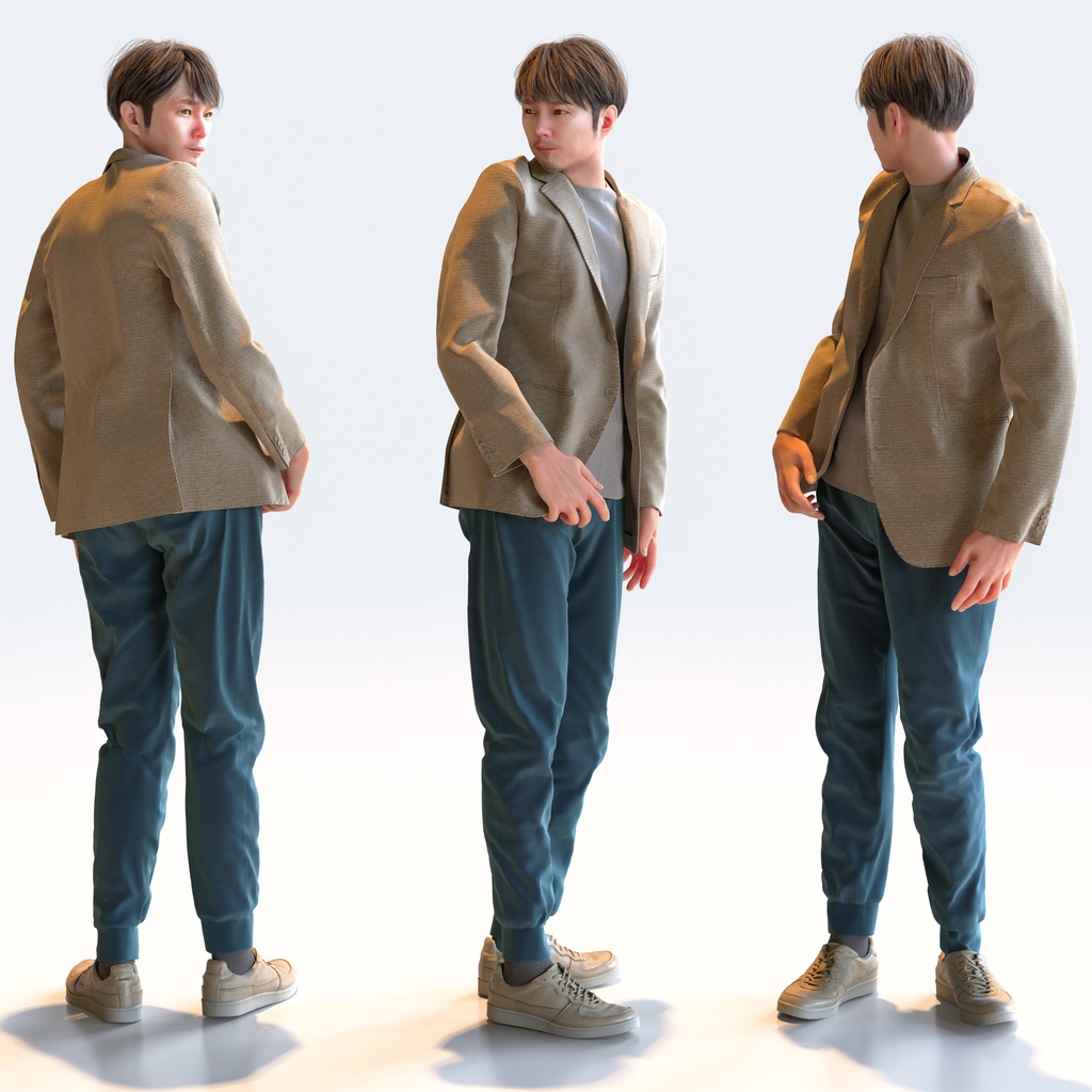 カジュアル男性 5ポーズセット1 - C1-M1S【3D人物モデル/人間3Dモデル】