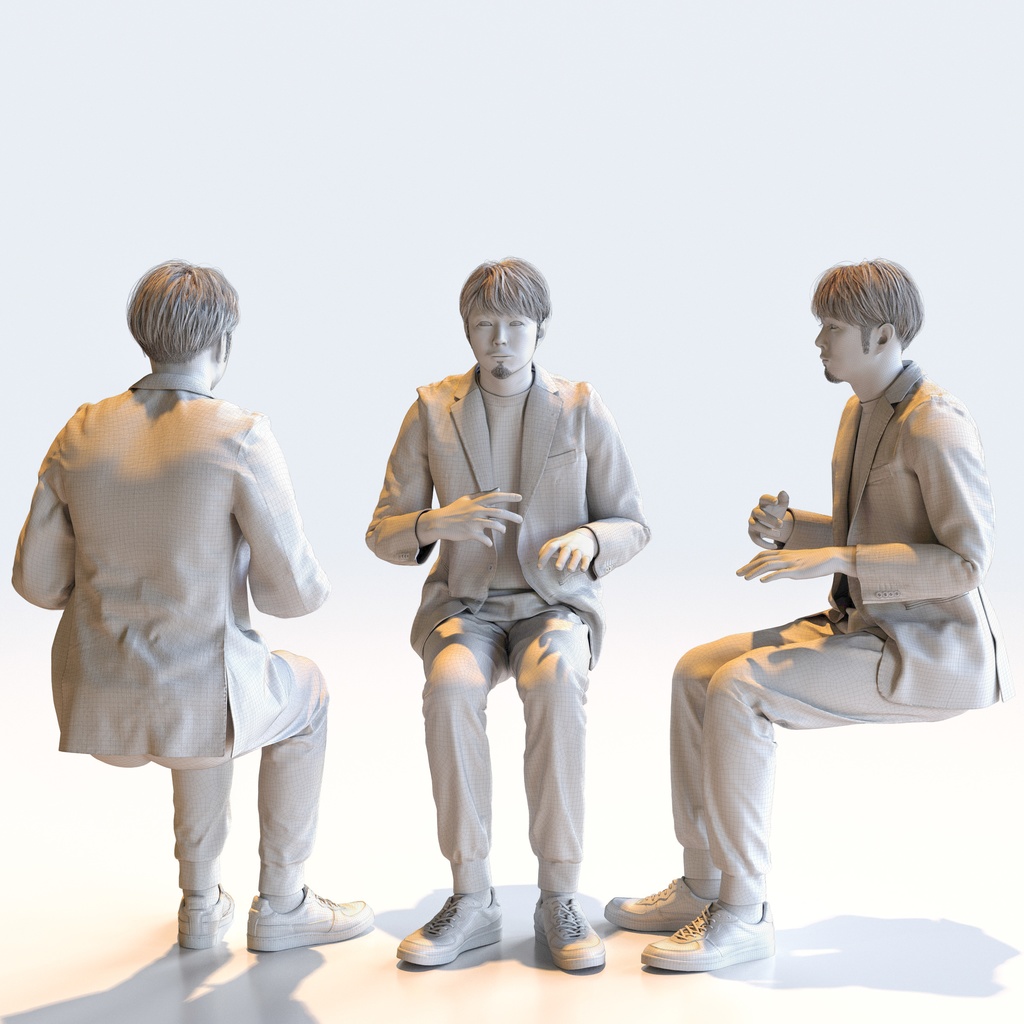 カジュアル男性 5ポーズセット1 - C1-M1S【3D人物モデル/人間3Dモデル】