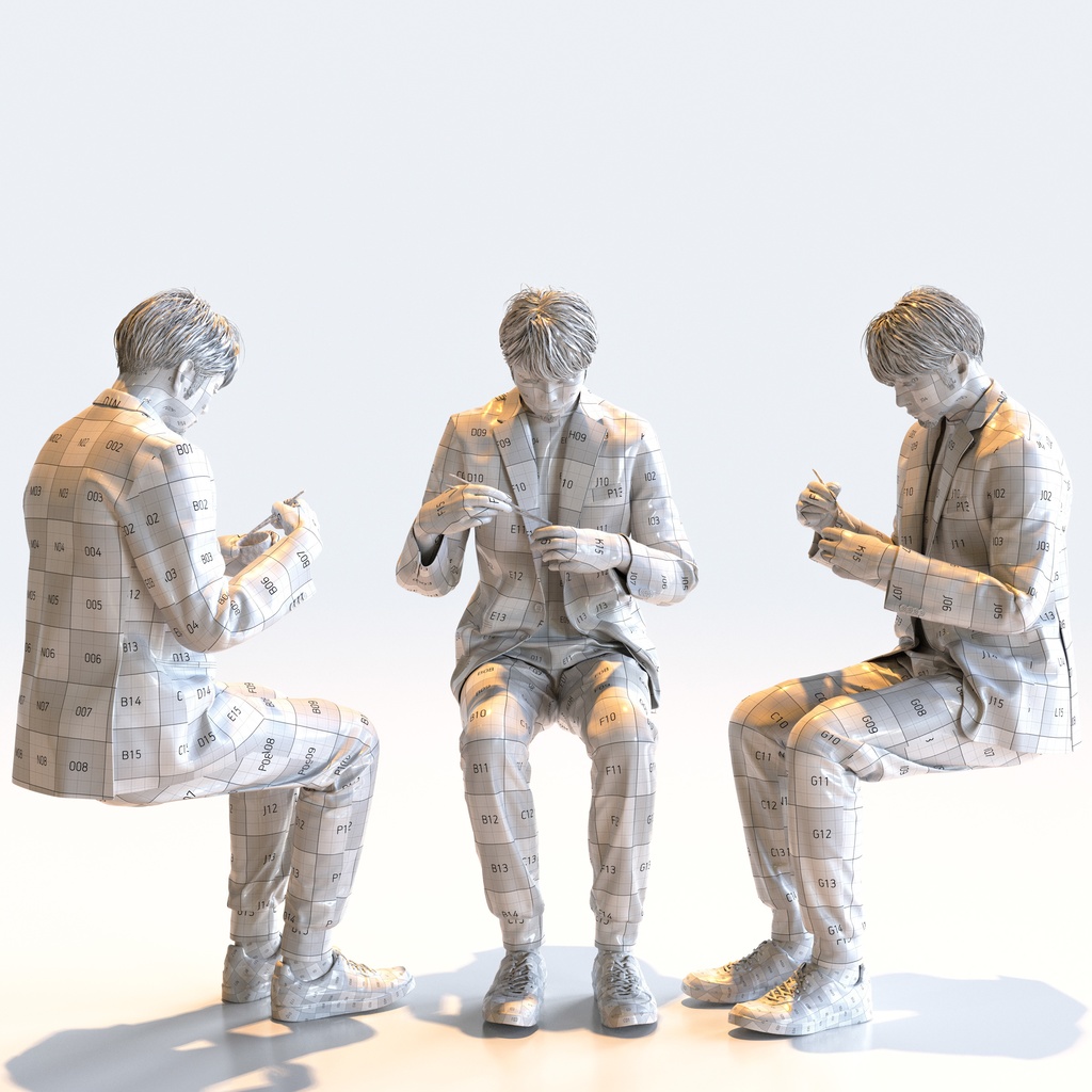 カジュアル男性 5ポーズセット1 - C1-M1S【3D人物モデル/人間3Dモデル】