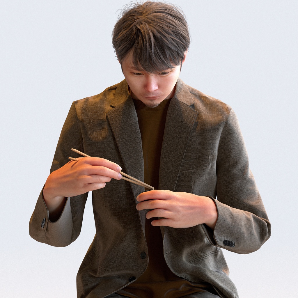 カジュアル男性 5ポーズセット1 - C1-M1S【3D人物モデル/人間3Dモデル】