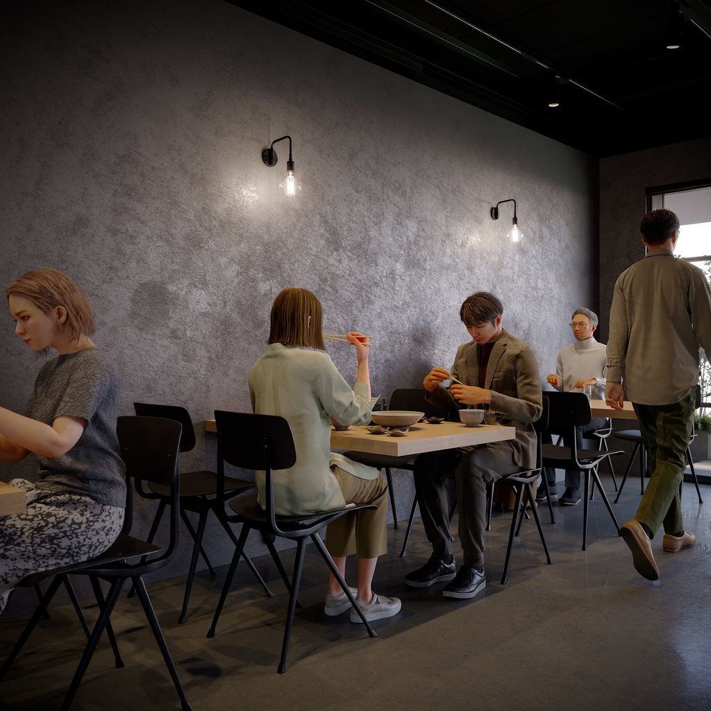 カジュアル男性 5ポーズセット1 - C1-M1S【3D人物モデル/人間3Dモデル】